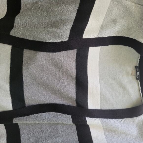 Women's Striped Long Open Cardigan - Black White Gray Size Small Sweater - Picture 8 of 11